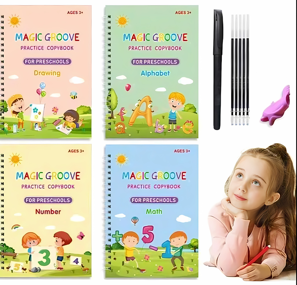 Magic Practice Copybook (4 Book + 1 pen + 10 Refill )💫