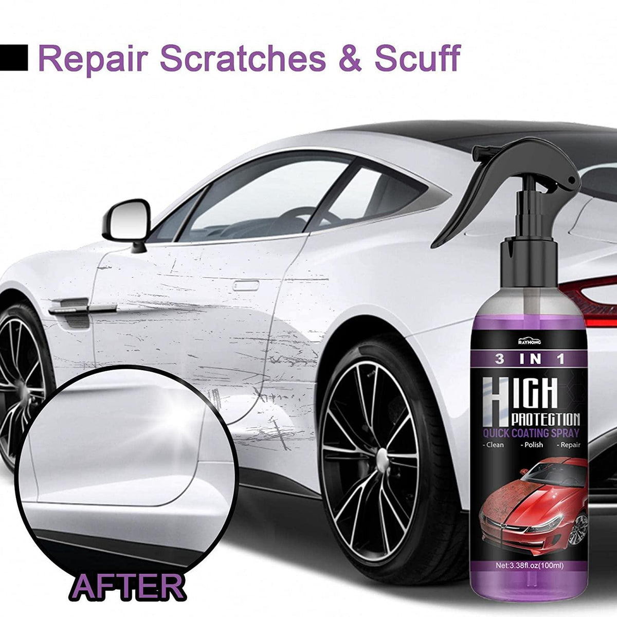 🚗 NanoShield Pro™ Hydrophobic Polish Nano Coating Agent Car Scratch Repair & Quick Shine Spray for Cars, Motorcycles & Boats | Water Repellent Protective Polish Coating (Pack of 2) 💦✨
