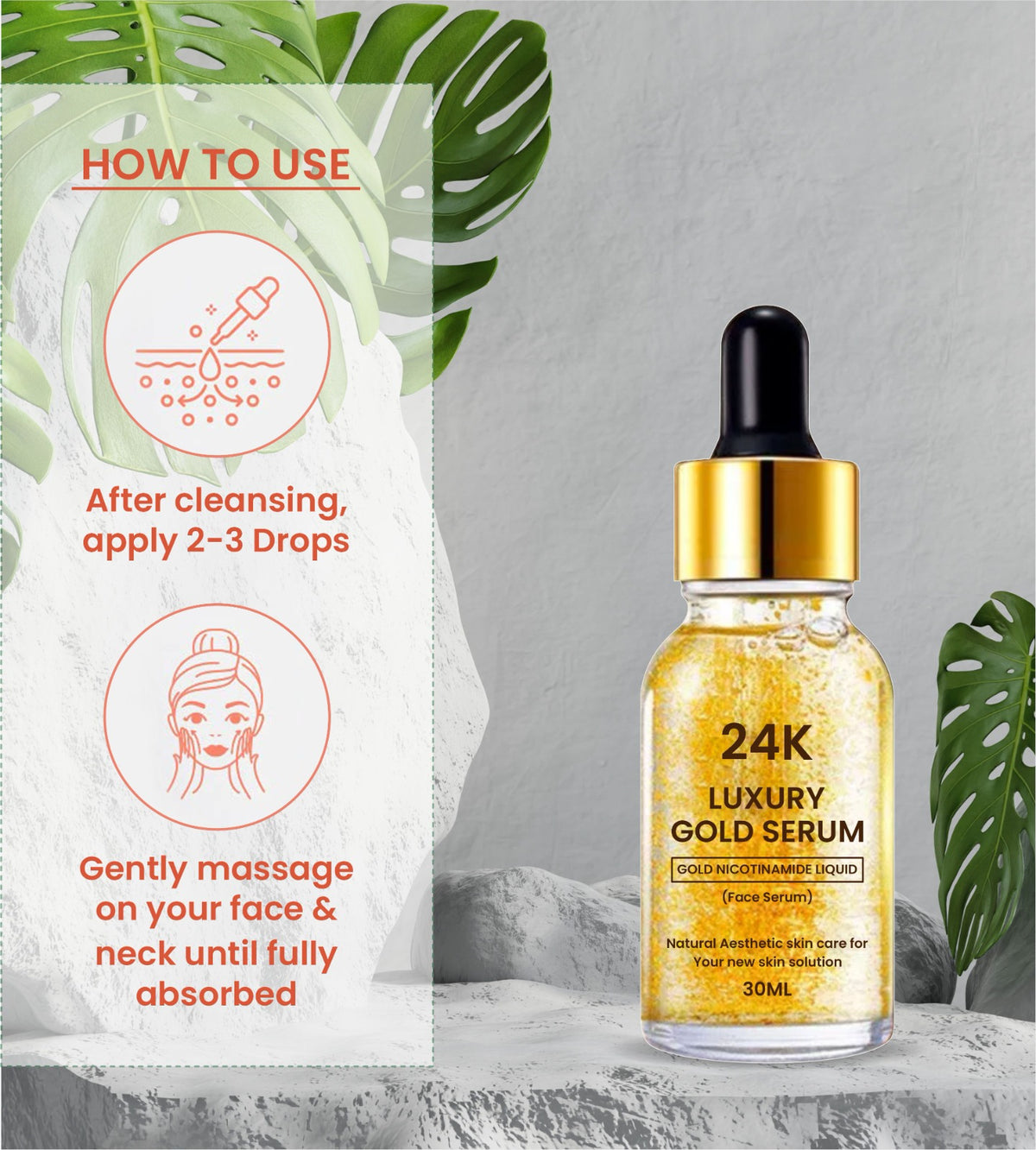 ✨24K Gold Face Serum improves Dullness Reduces fine lines (Buy 1 Get 1 free)