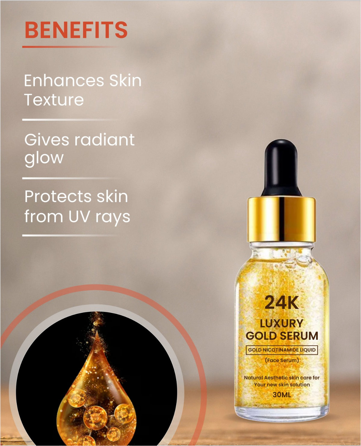 ✨24K Gold Face Serum improves Dullness Reduces fine lines (Buy 1 Get 1 free)