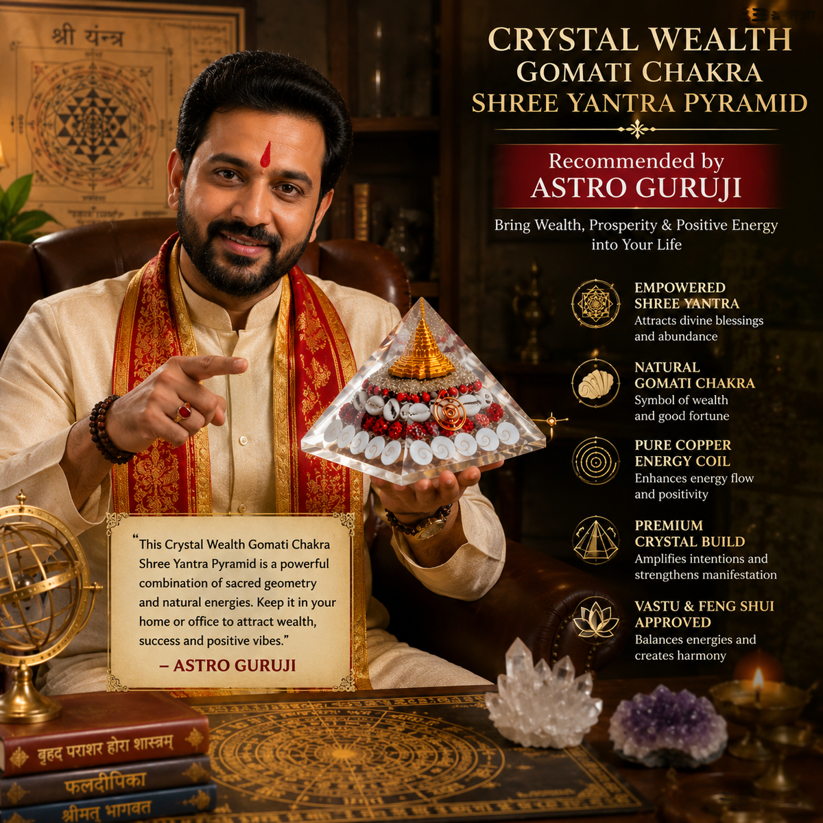💎Crystal Wealth Gomati Chakra Shree Yantra Pyramid✨