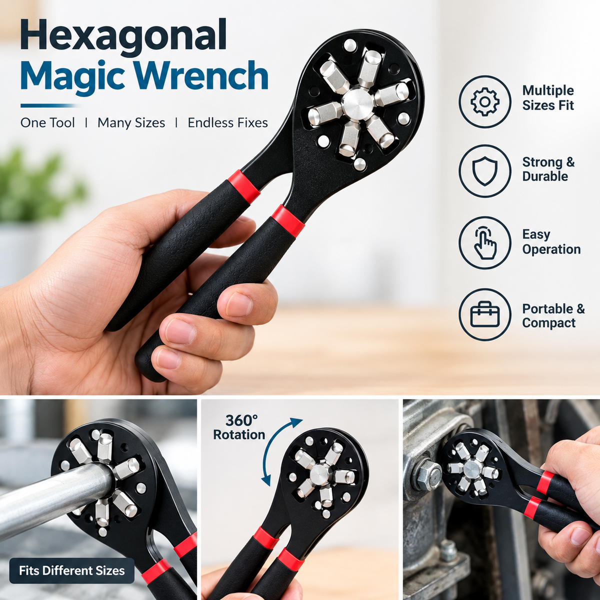 🔧Nut Bolt Wrench - Universal Multi-Size Adjustable Tool