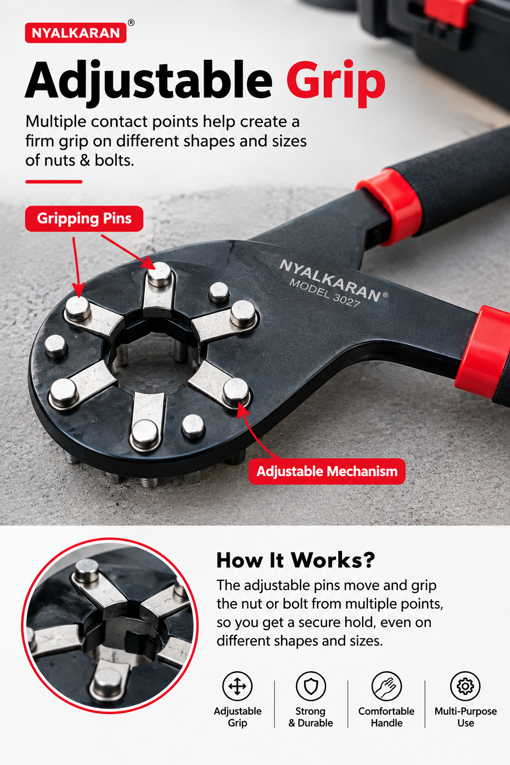 🔧Nut Bolt Wrench - Universal Multi-Size Adjustable Tool