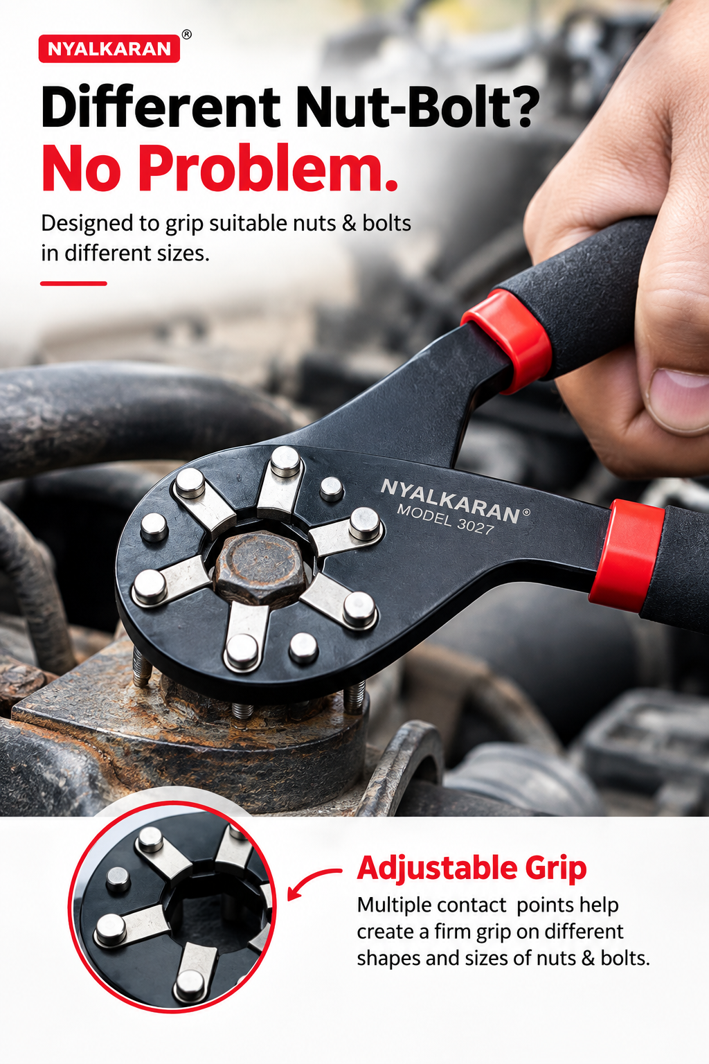 🔧Nut Bolt Wrench - Universal Multi-Size Adjustable Tool
