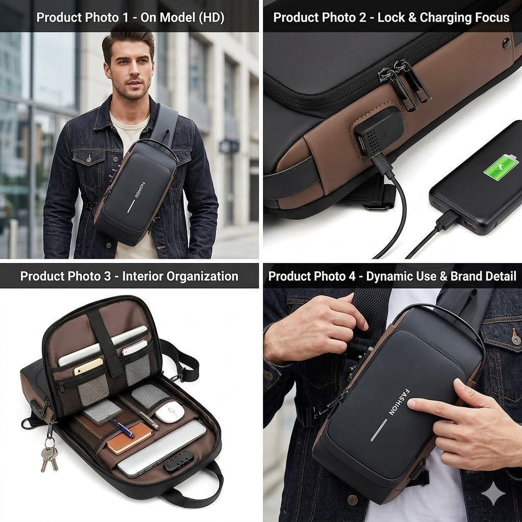 🔥 UrbanGuard Pro Chest Backpack 🎒🔒 Smart • Secure • Stylish